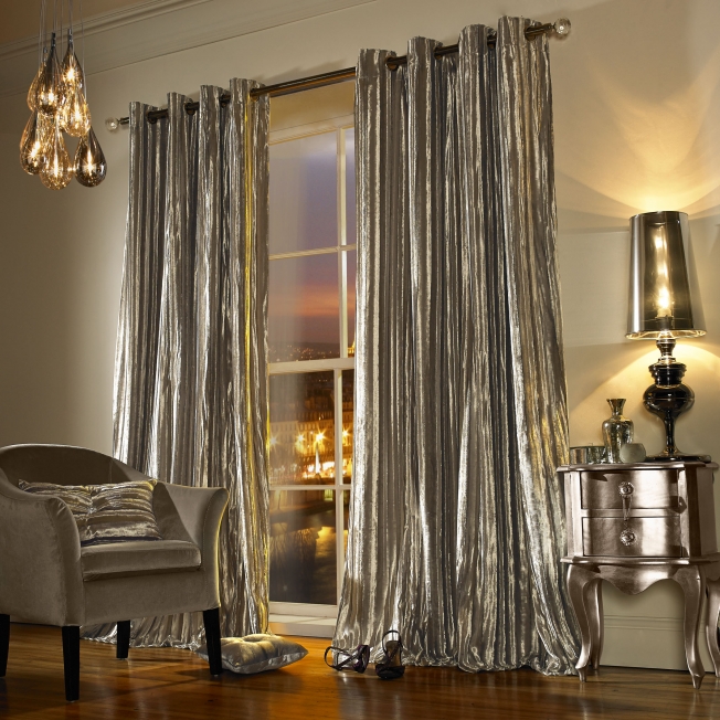 Kylie Minogue Ready Made Curtains Iliana Black Lined Eyelet